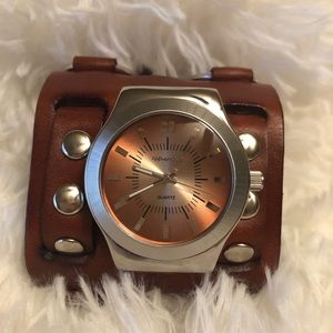 Nemisis genuine leather banded watch
